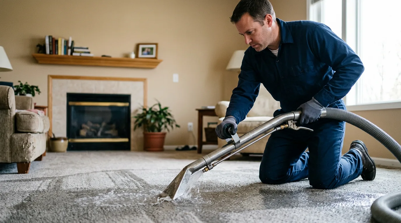 Water damage restoration technician working near Purdin, MO